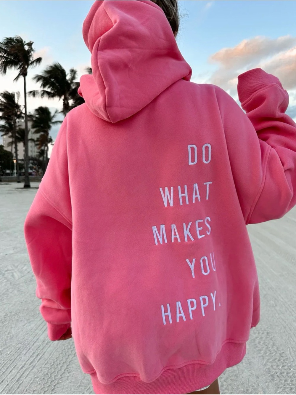 NWT Sunkissed Coconut Pink Oversized Hooded Sweatshirt with Front Pocket - Picture 3 of 5